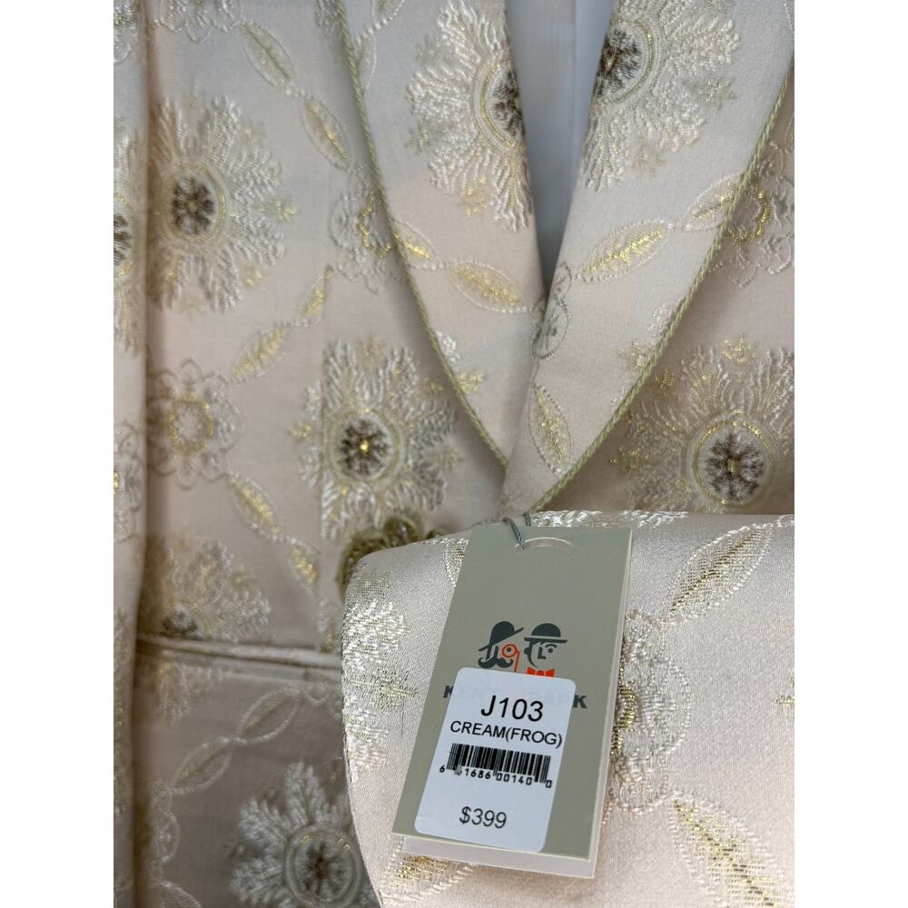 Kent & Park Cream Gold Embellished Tuxedo Jacket 40R J103 Italy Formal - Picture 13 of 13